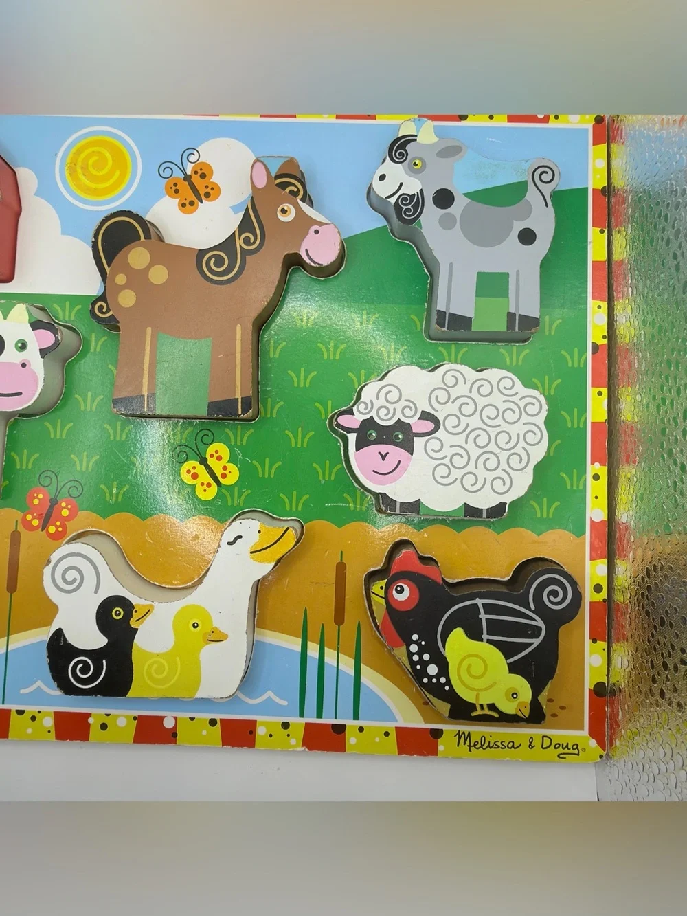 Melissa & Doug Farm Animal Wooden Puzzle - Colorful Barnyard Playset